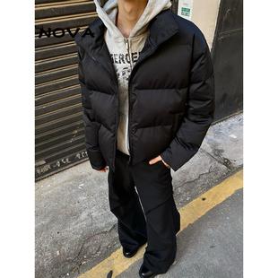 【意大利高端潮牌】cleanfit黑色短款立领羽绒棉服冬季面包服棉衣