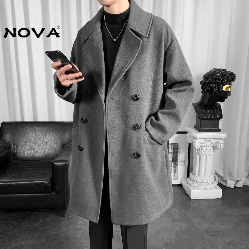 【意大利高端潮牌】加棉加厚毛呢大衣中长款过膝风衣宽松冬季外套