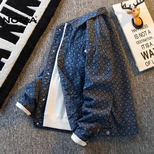 【意大利Nova潮牌】轻奢牛仔夹克男款秋冬高街高级感男士痞帅外套