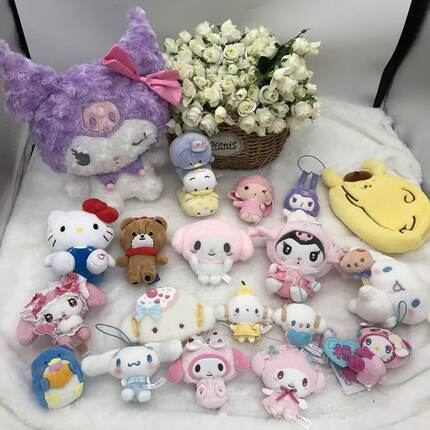 杂款日单三丽鸥Hello Kitty美乐蒂小麦云毛绒挂件玩偶公仔钥匙扣