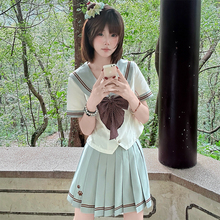 西瓜狼【水浪芙】日系水手服JK制服原创收腰百褶裙学生夏季套装