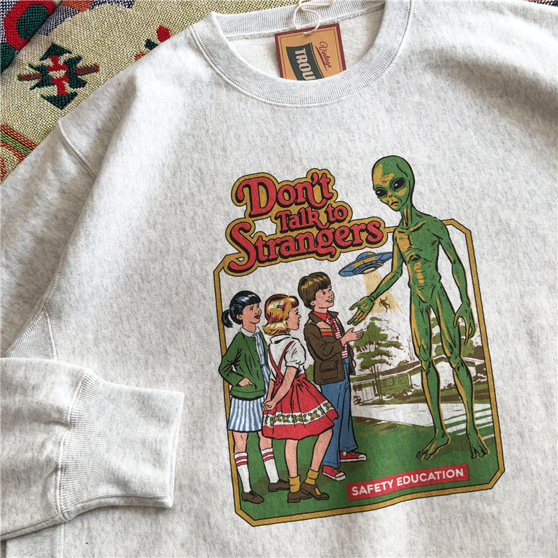 麻烦印花卫衣vintage复古