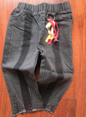实体撤店清仓童裤男女童黑色牛仔裤儿童宝宝纯棉裤子男女孩春秋款