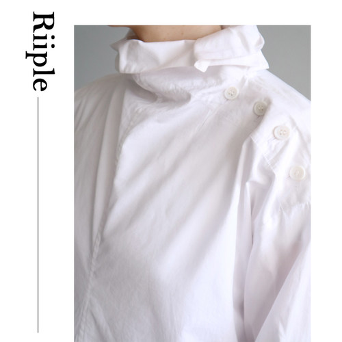 Riiple春夏不规则侧扣高领衬衫