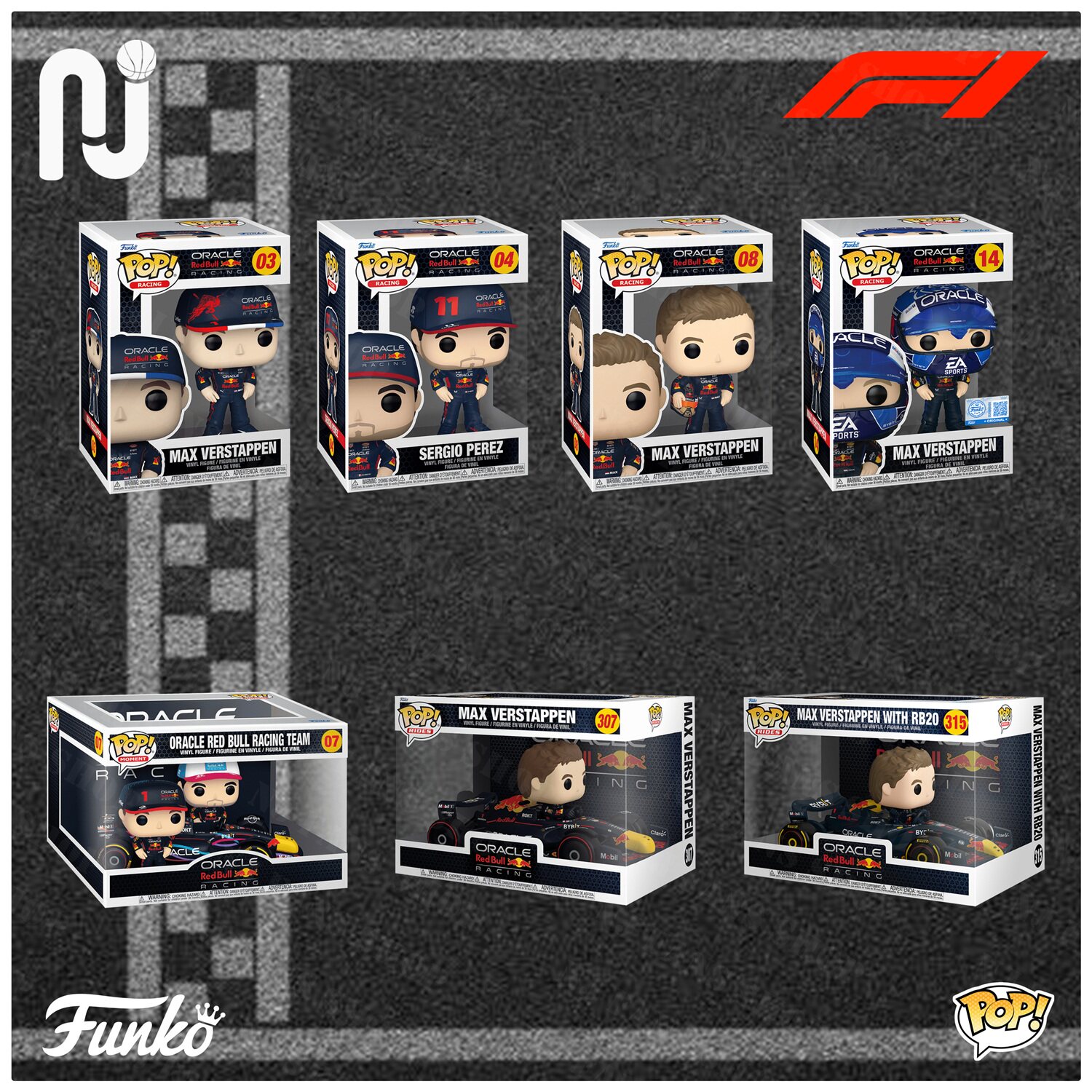 Funko Pop! F1 塞纳/维斯塔潘&佩雷斯/安东内利人偶手办 赛道风云