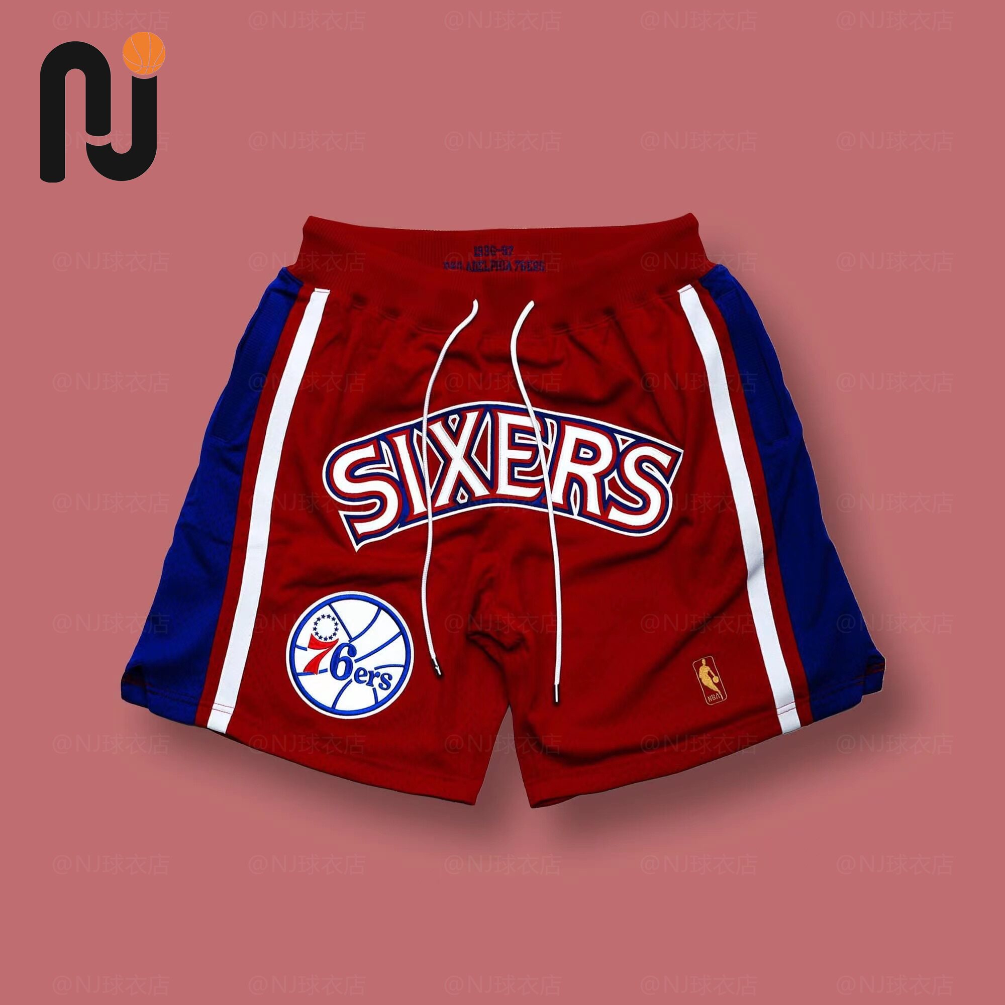 Mitchell&Ness Just Don联名 76人队 金标复古 潮流球裤 网眼刺绣