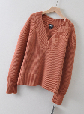 外贸美国单I*C莼园~粗线棉厚款套头毛衣秋冬 女装 针织衫74.5美刀