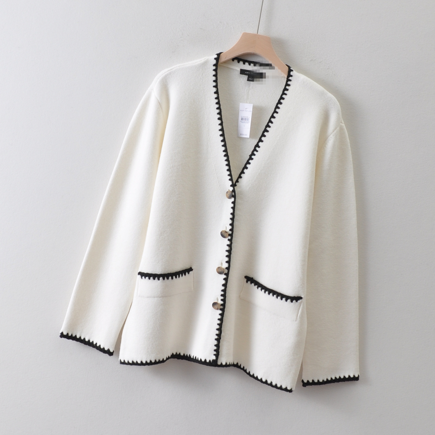 美国单ANN TAY*大码女装~假口袋针织开衫 小香风气质毛衣~159美刀