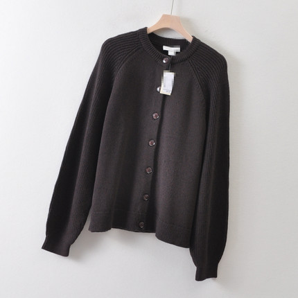 外贸米国单chris*ks大码女装~圆领长袖针织开衫秋冬 宽松休闲毛衣