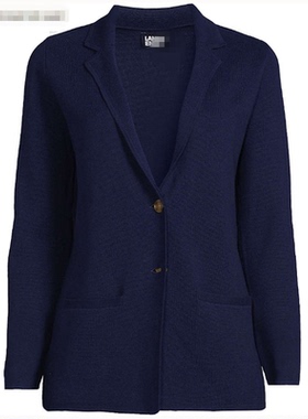 外贸LANDS**D美国单春季大码女装针织开衫 气质纯棉口袋毛衣外套