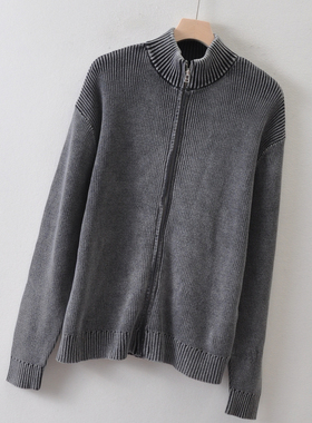 外贸西班牙单PUL*BEA*男装~水洗做旧毛衣外套 全棉长袖针织开衫秋