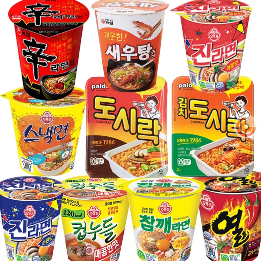 韩国进口农心辛拉面杯面不倒翁真拉面小碗面组合粉丝乌龙鱿鱼泡面