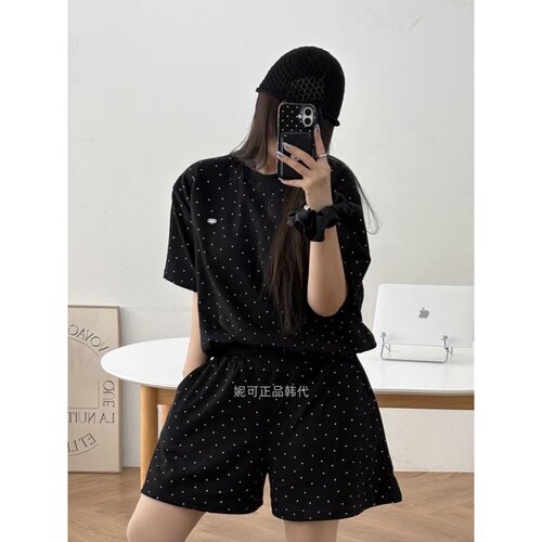 妮可家包邮韩国东大门正品代购春夏新款舒适减龄点点宽松休闲套装