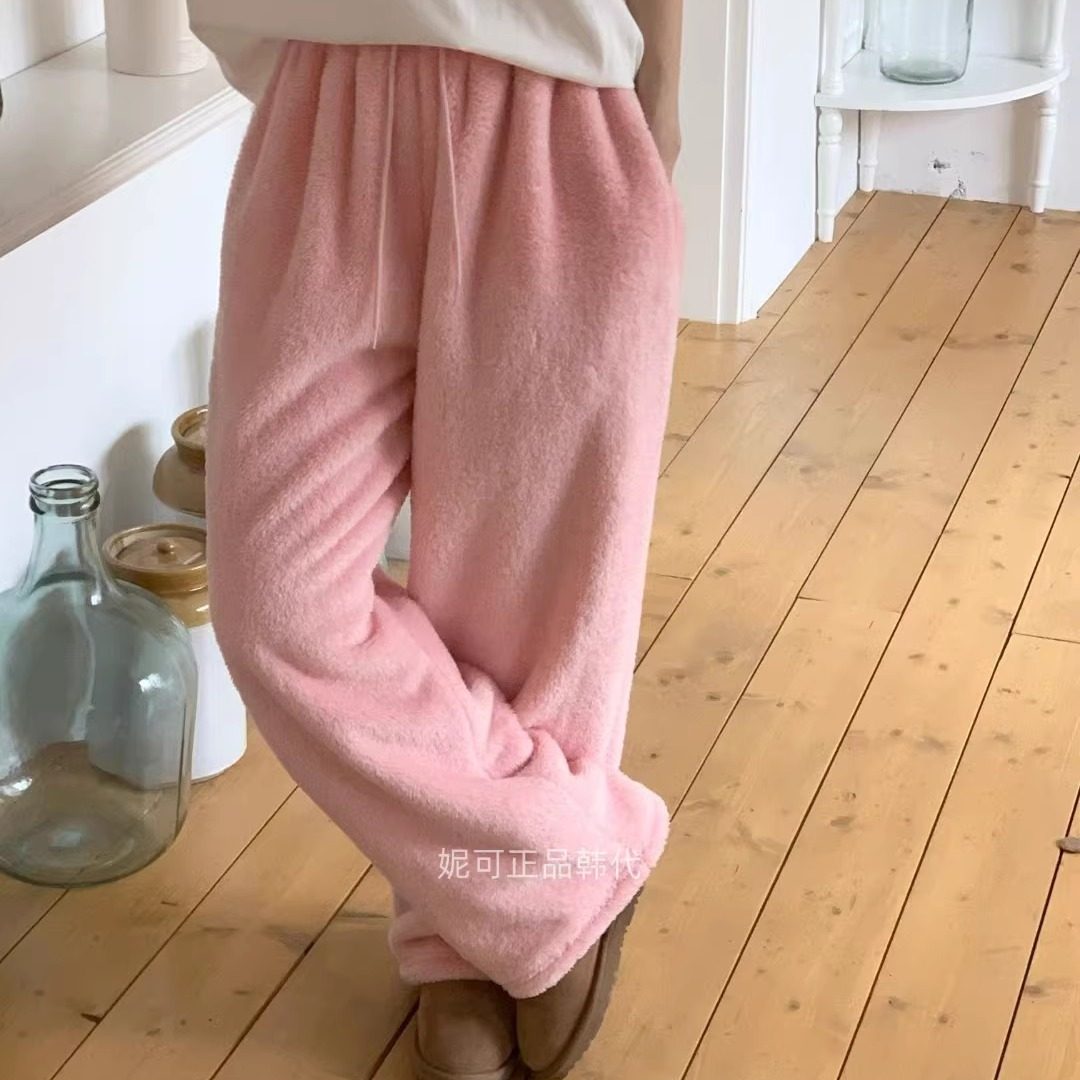 妮可家包邮韩国东大门正品代购秋冬新款保暖抽绳收脚毛绒休闲裤