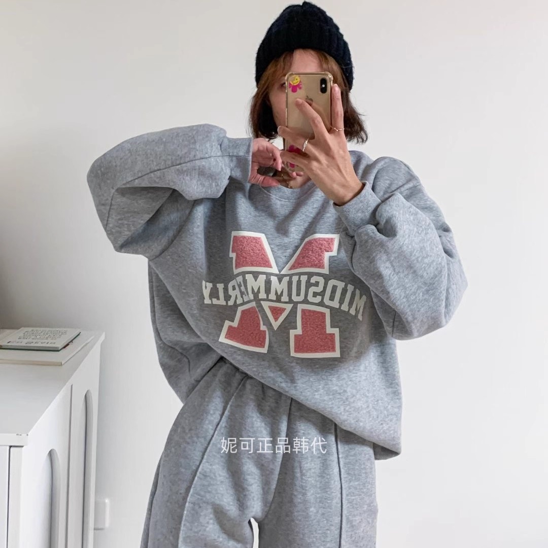 妮可家包邮韩国东大门正品代购秋冬新款休闲毛圈字母加绒宽松卫衣