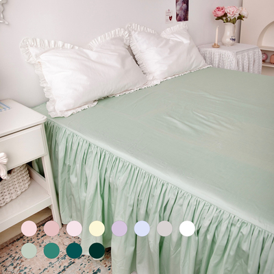 60支300根纯棉贡缎床裙多色定制