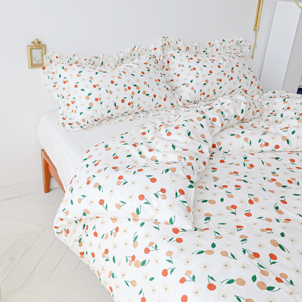 蜗牛塔 水蜜桃纯棉被套 ins清新田园水果全棉被罩单件单品,床上用品,被套,淘宝优惠券,粉丝福利购,淘宝优惠卷