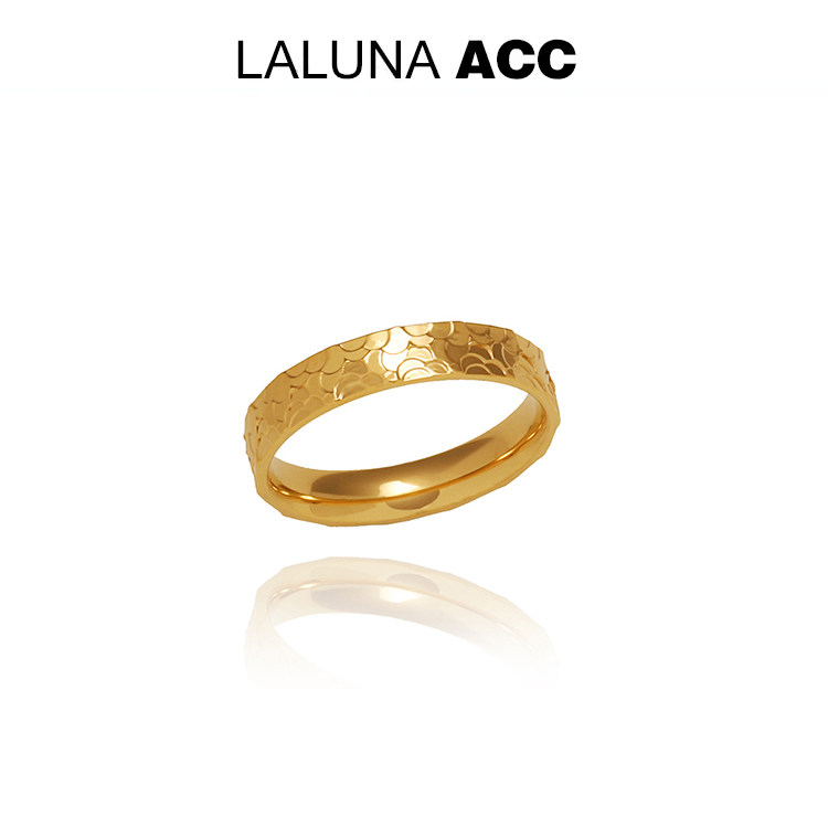 不褪色新中式锤纹戒指不掉色钛钢碎碎冰指环素圈食指戒个性百搭