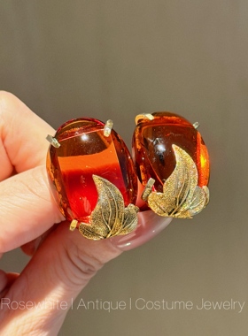 中古不退换｜Whiting & Davis焦糖琉璃耳夹