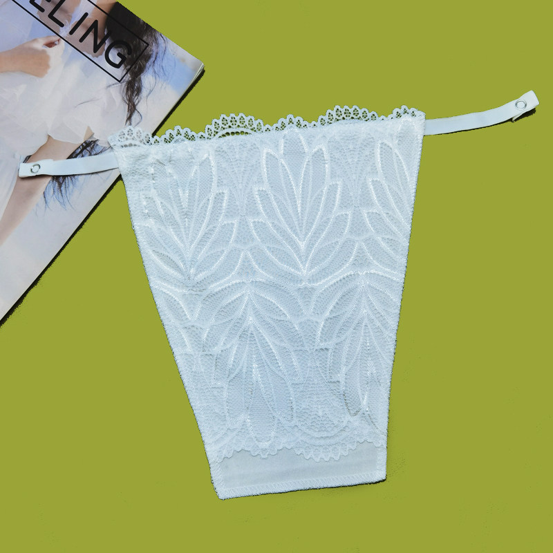 防走光抹胸蕾丝花边打底一片式无痕女士裹胸打底内衣黑色内搭胸片