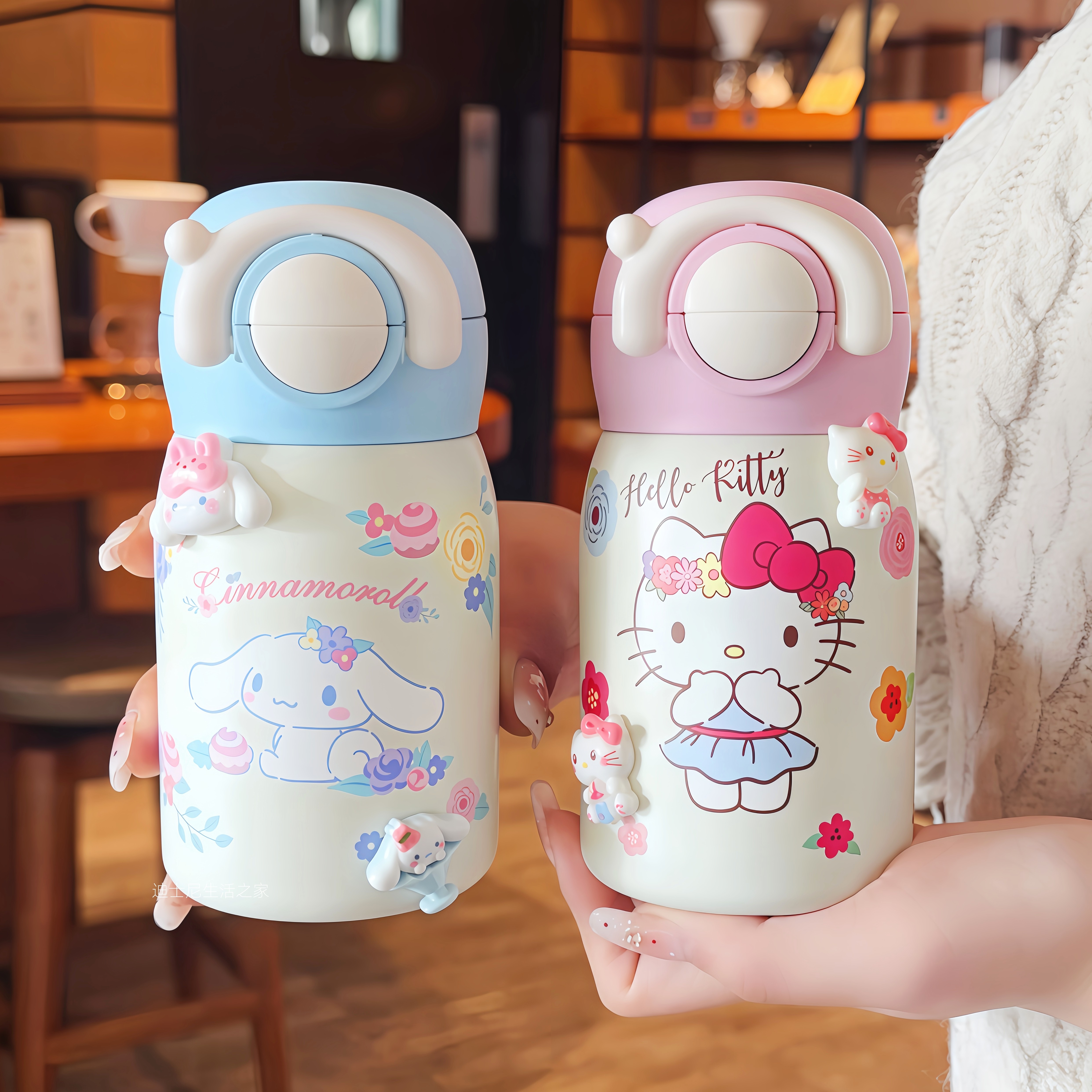 凯蒂猫双饮手提库洛米保温杯可爱小巧口袋吸管水杯子女学生高颜值