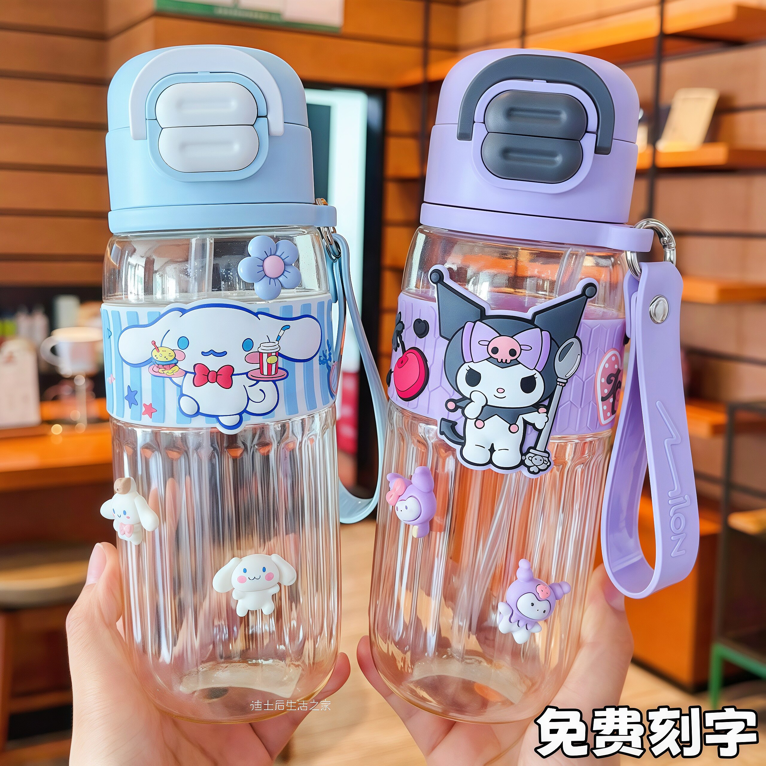 三丽鸥双饮带提绳PPSU塑料水杯子