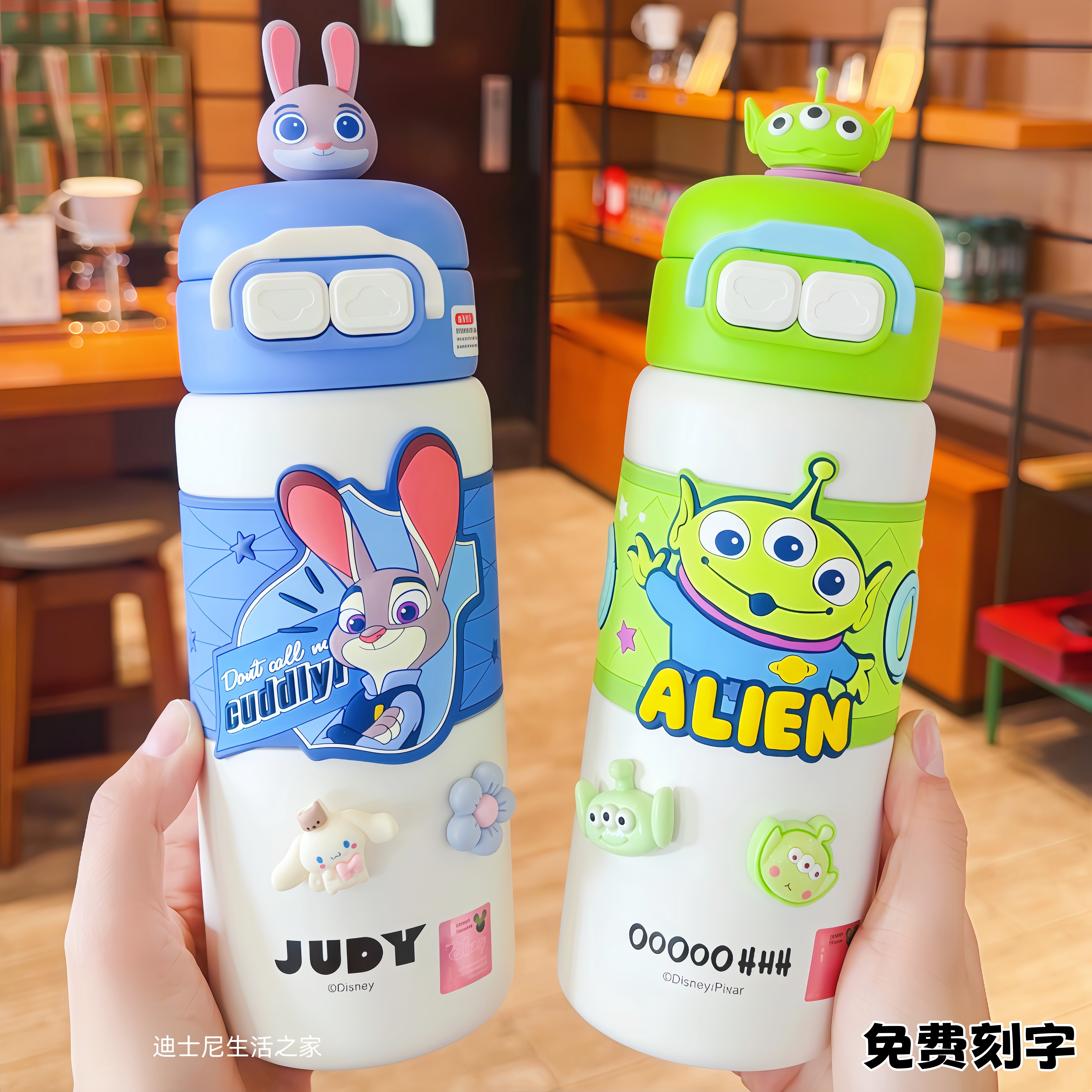 迪士尼正品双饮儿童保温杯吸管便携男女学生上学专用高颜值水杯子