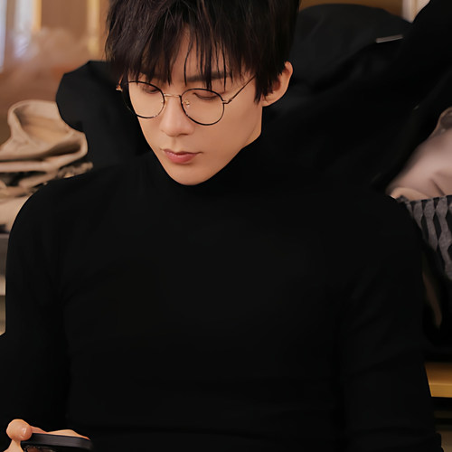 刘宇宁同款半高领羊绒毛衣男士