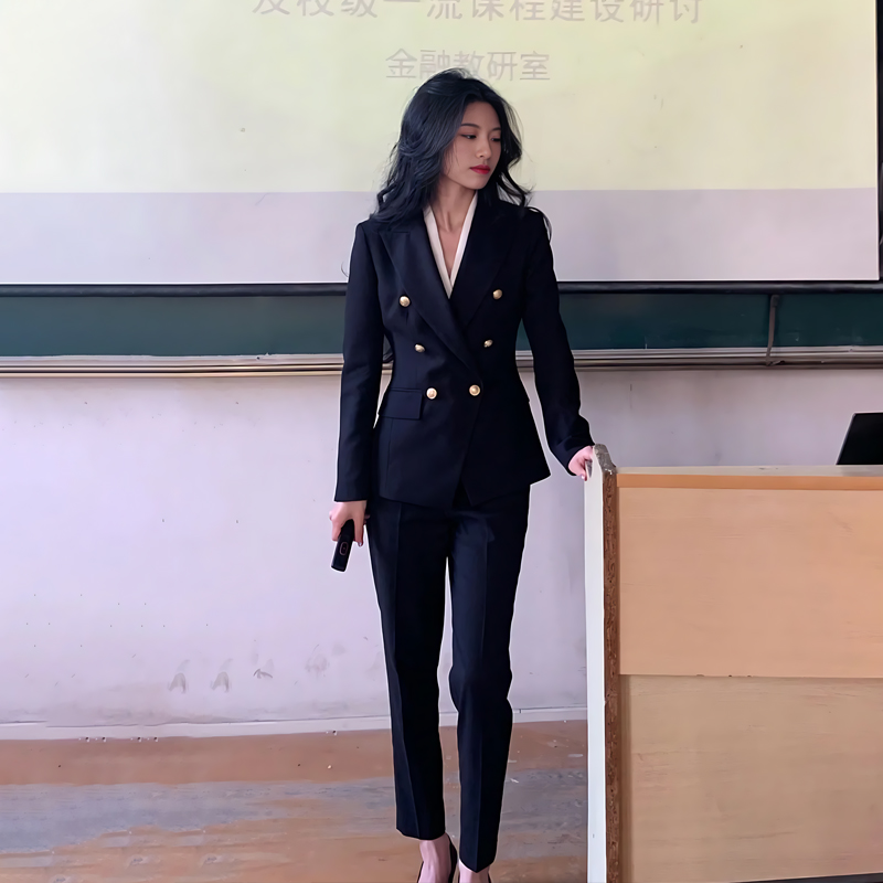 欧购女士西装工装教师气质通勤编制面试穿搭职业正装女套装工作西