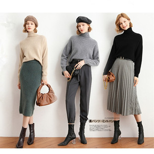 王菲同款毛衣女秋冬高领加厚羊毛衫女时尚大码韩版慵懒风毛衣批发