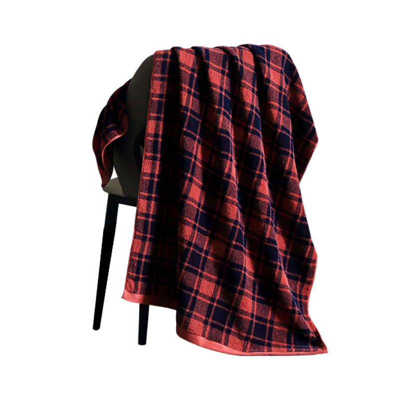 简约浴巾纯棉新款格子全棉成人高级家用洗澡大毛巾70x140cm浴巾