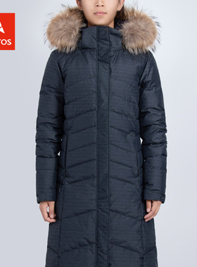 ARCTOS极星户外 新品秋冬女中长款防风鹅绒毛领羽绒服AGDD22468