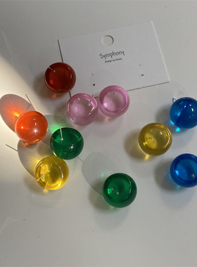 樱桃树脂吊坠耳环简约小众时尚耳钉s925银针甜美百搭果冻可爱耳环