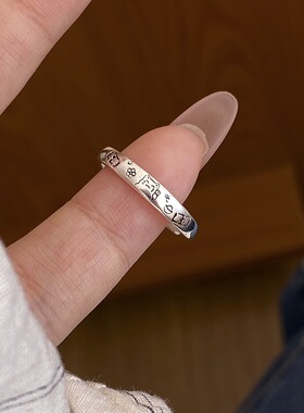 s925纯银招财猫戒指新中式小众文艺纳福指环独特吉言活口可调节女