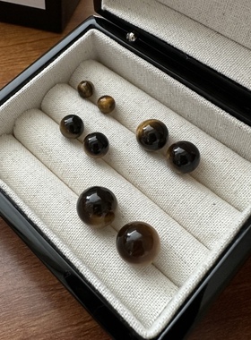 S925纯银韩版小众设计感虎眼石美拉德耳钉韩系简约基础款耳饰