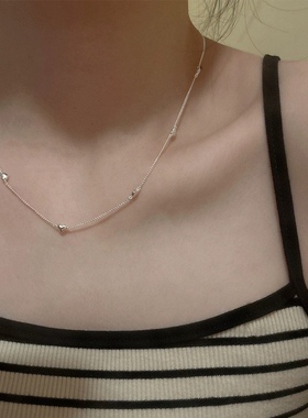 小众设计S925纯银拼接爱心项链女ins风百搭叠戴可爱