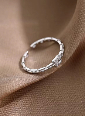s925纯银链条戒指女小众设计ins冷淡风指环新款轻奢高级感食指戒