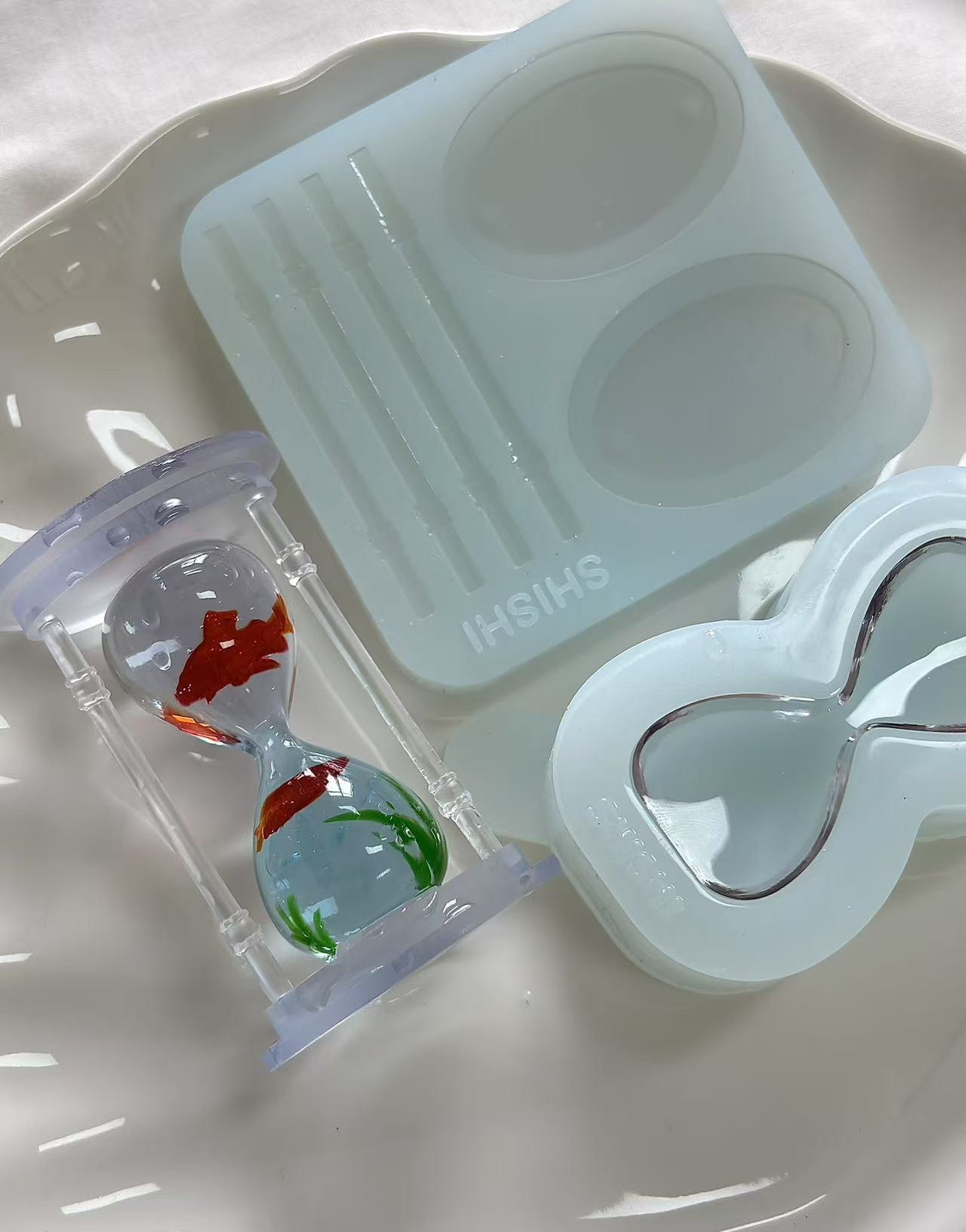 DIY手工沙漏模具树脂uv水晶滴胶钥匙扣迷你挂件硅胶模具