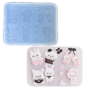 DIY手工小兔模具树脂uv水晶滴胶钥匙扣迷你挂件硅胶模具