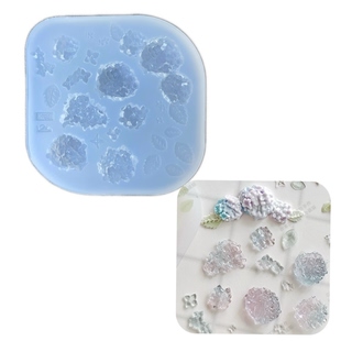 DIY手工方绣球花模具树脂uv水晶滴胶钥匙扣迷你挂件硅胶模具