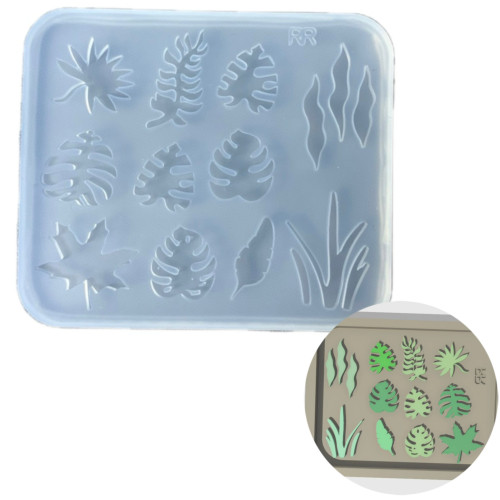 DIY手工水草模具ab树脂uv水晶滴胶钥匙扣迷你挂件硅胶模具