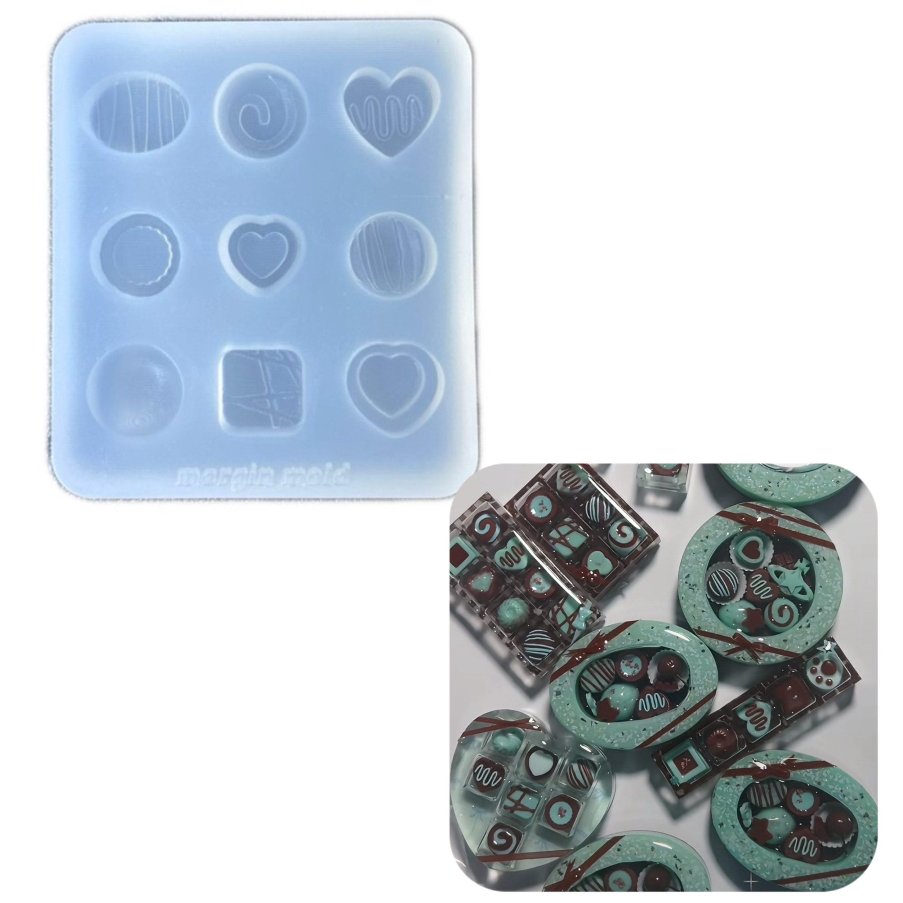 DIY手工巧克力模具树脂uv水晶滴胶钥匙扣迷你挂件硅胶模具