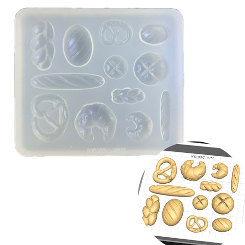 DIY手工面包食玩系列模具树脂uv水晶滴胶钥匙扣迷你挂件硅胶模具