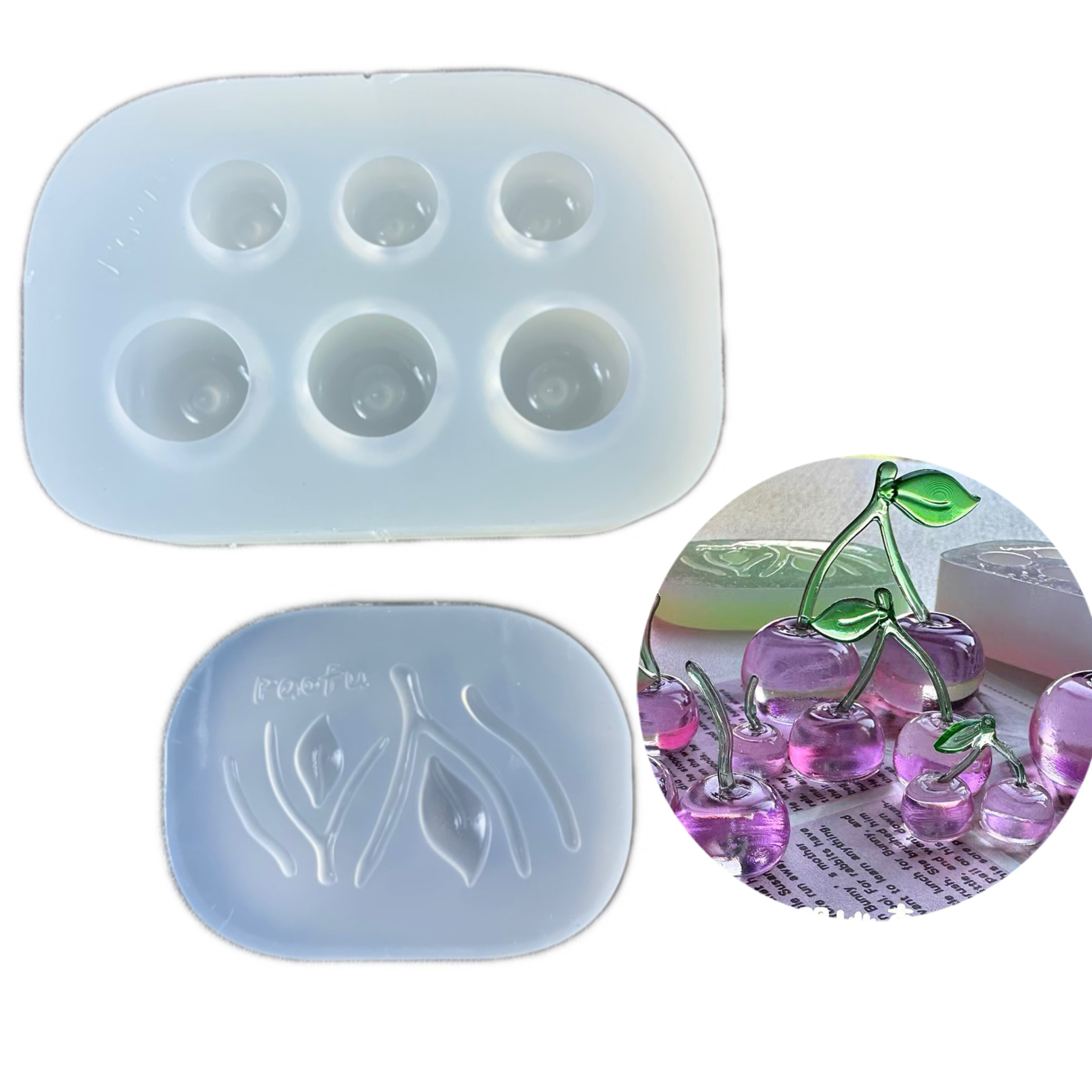 DIY手工樱桃模具ab树脂uv水晶滴胶钥匙扣迷你挂件硅胶模具