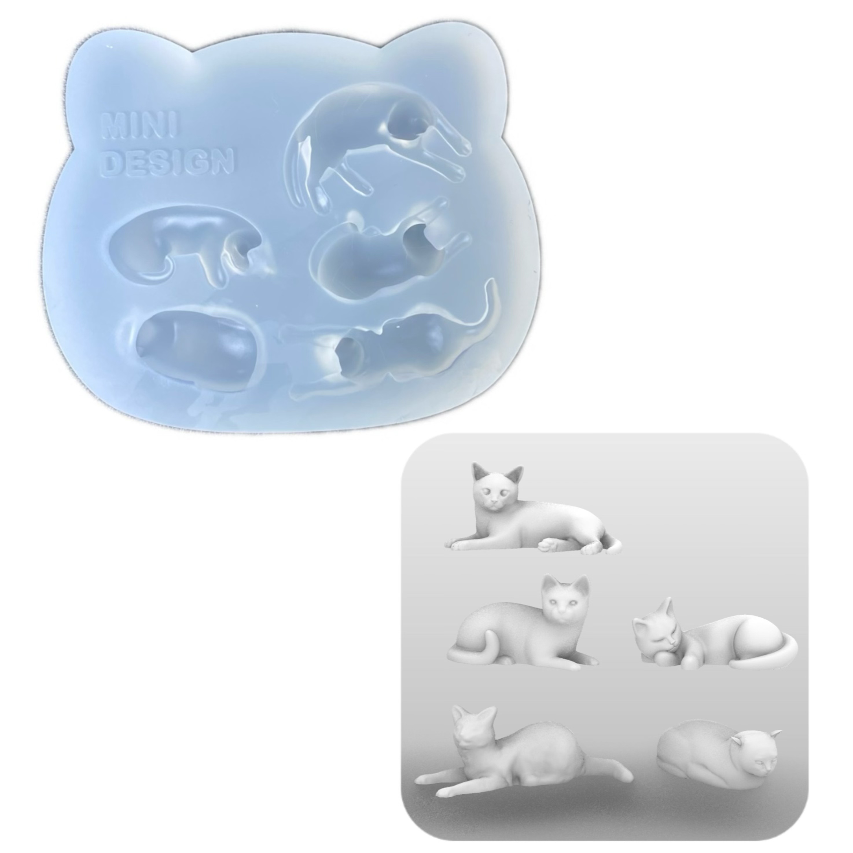 DIY手工立体猫咪模具树脂uv水晶滴胶钥匙扣迷你挂件硅胶模具