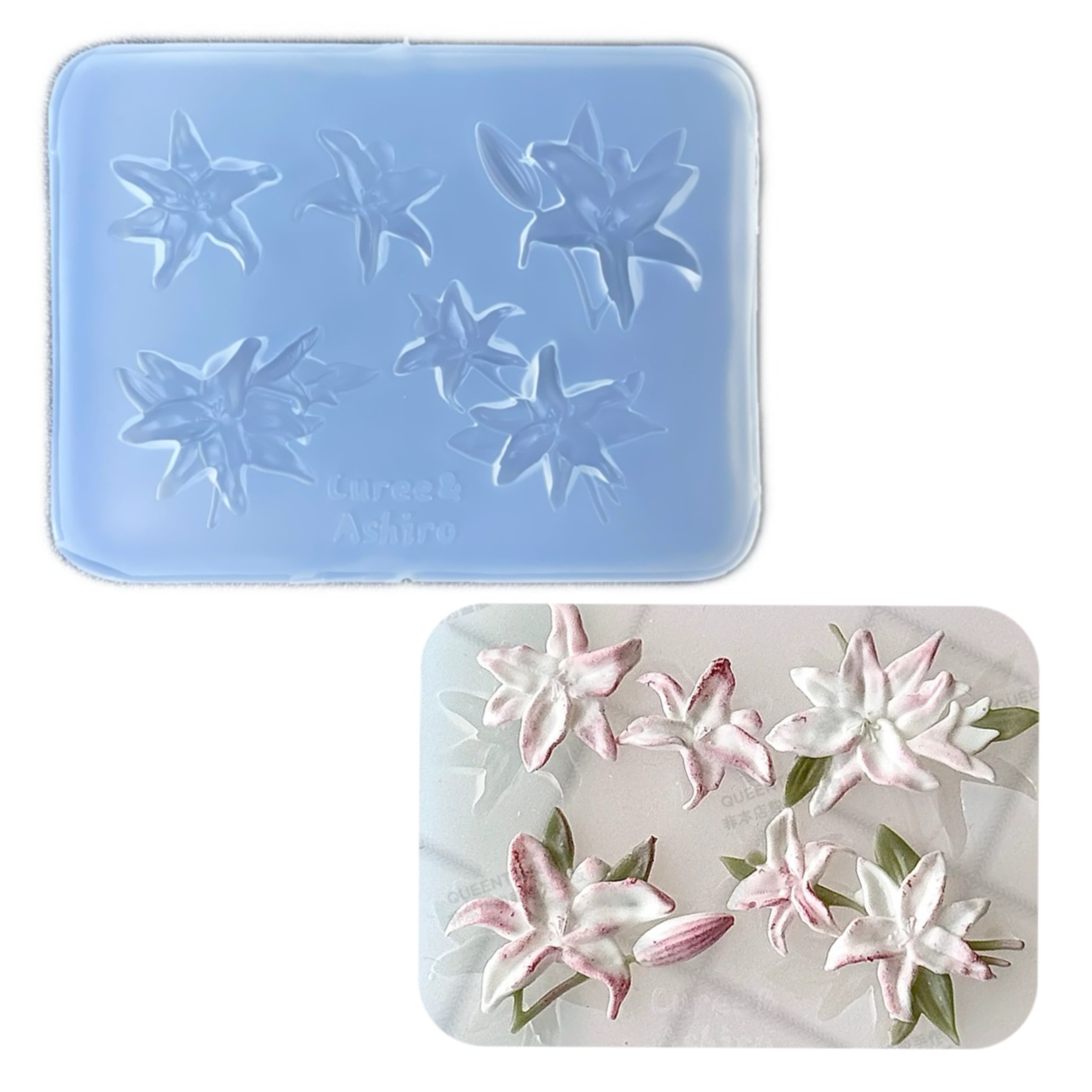 DIY手工百合花模具树脂uv水晶滴胶钥匙扣迷你挂件硅胶模具
