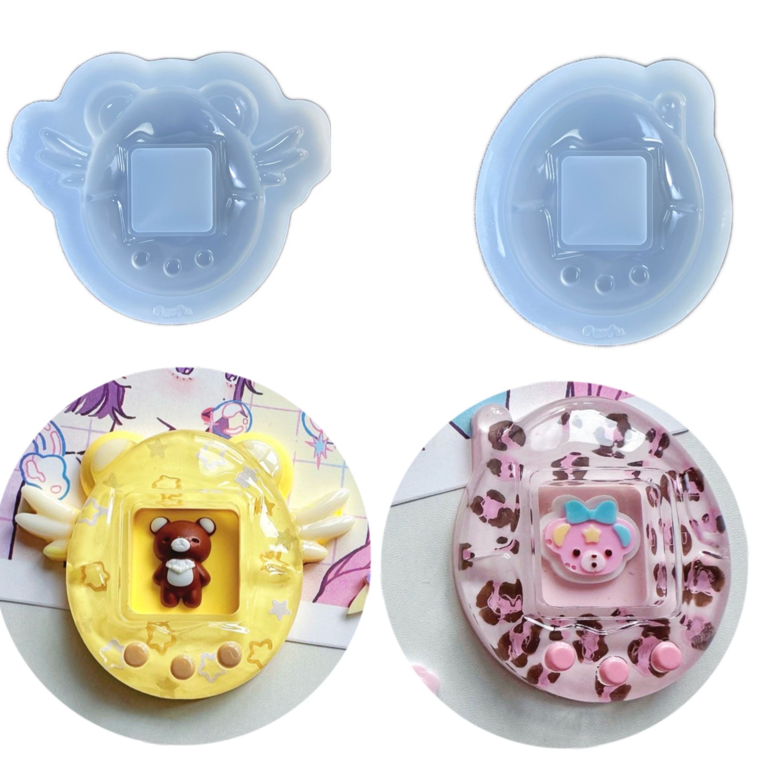 DIY手工拓麻歌子模具树脂uv水晶滴胶钥匙扣迷你挂件硅胶模具