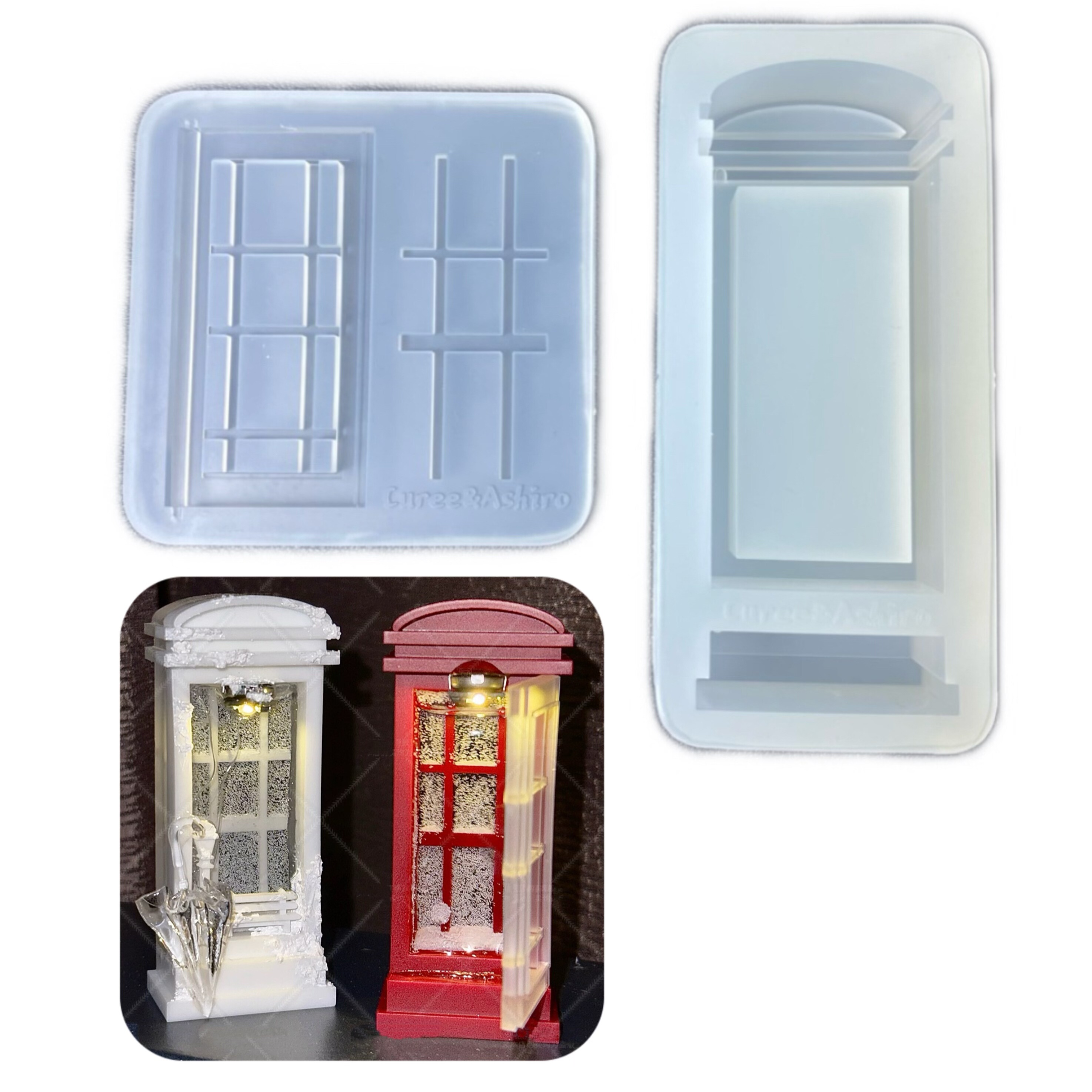 DIY手工可开合电话亭模具树脂uv水晶滴胶钥匙扣迷你挂件硅胶模具