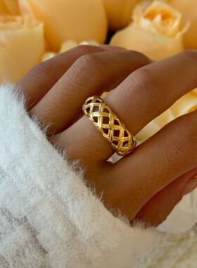 DASEIN ACC欧美秋季潮流高级高质感简约独特设计鸟巢镂空素圈戒指