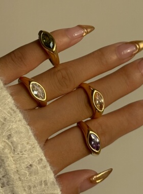 DASEIN ACC欧美夏日高颜值仙女ins赫本风多彩马眼锆石钛钢戒指